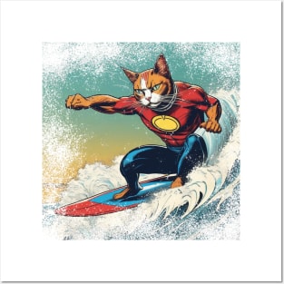 Surfing cat Posters and Art